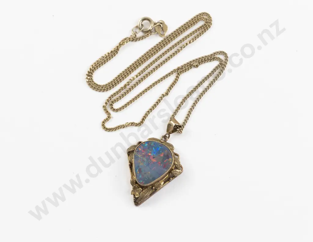9ct Single Opal Doublet Pendant Image 1++