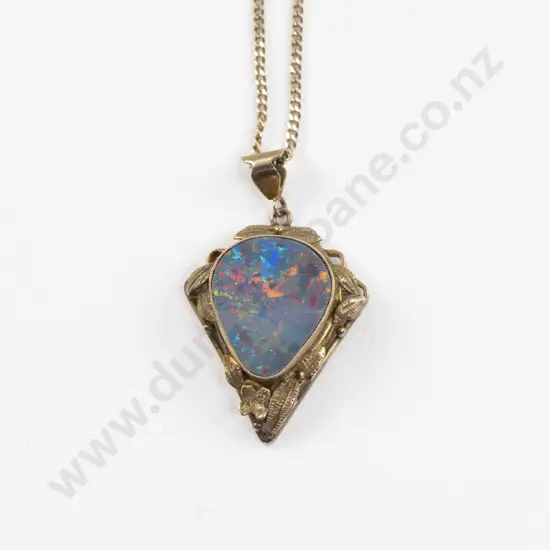 9ct Single Opal Doublet Pendant