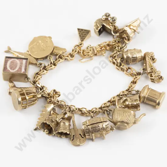 14ct Fancy Curb Link Charm Bracelet