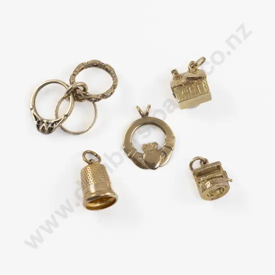 Five 9ct Gold Charms