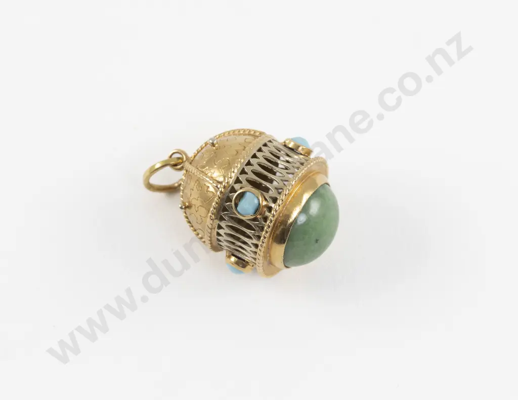 9ct Turquoise and Jade Fancy Pendant Image 1++