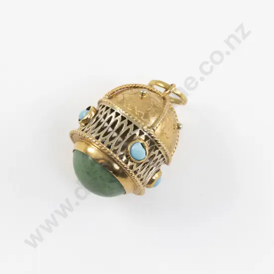 9ct Turquoise and Jade Fancy Pendant