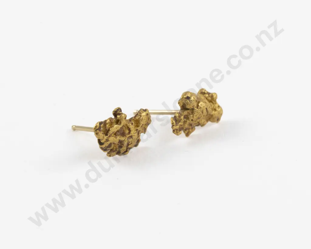 Pair 14ct Gold Nugget Earrings Image 1++