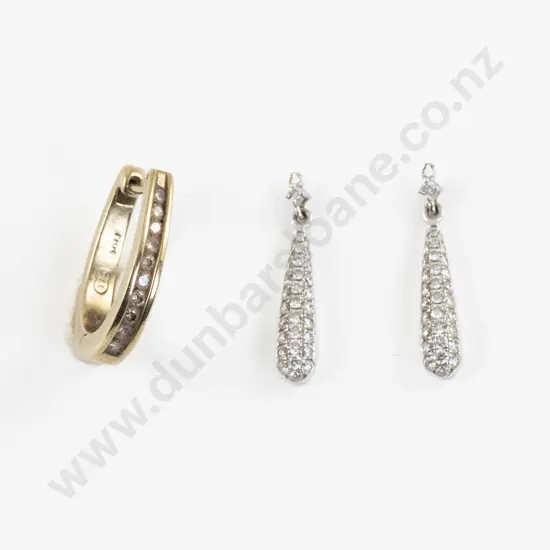 Pair 18ct White Gold Diamond Pendant Drop Earrings