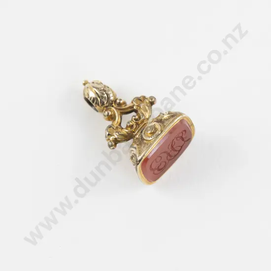 Victorian Gold Plated Carnelian Fancy Seal Fob
