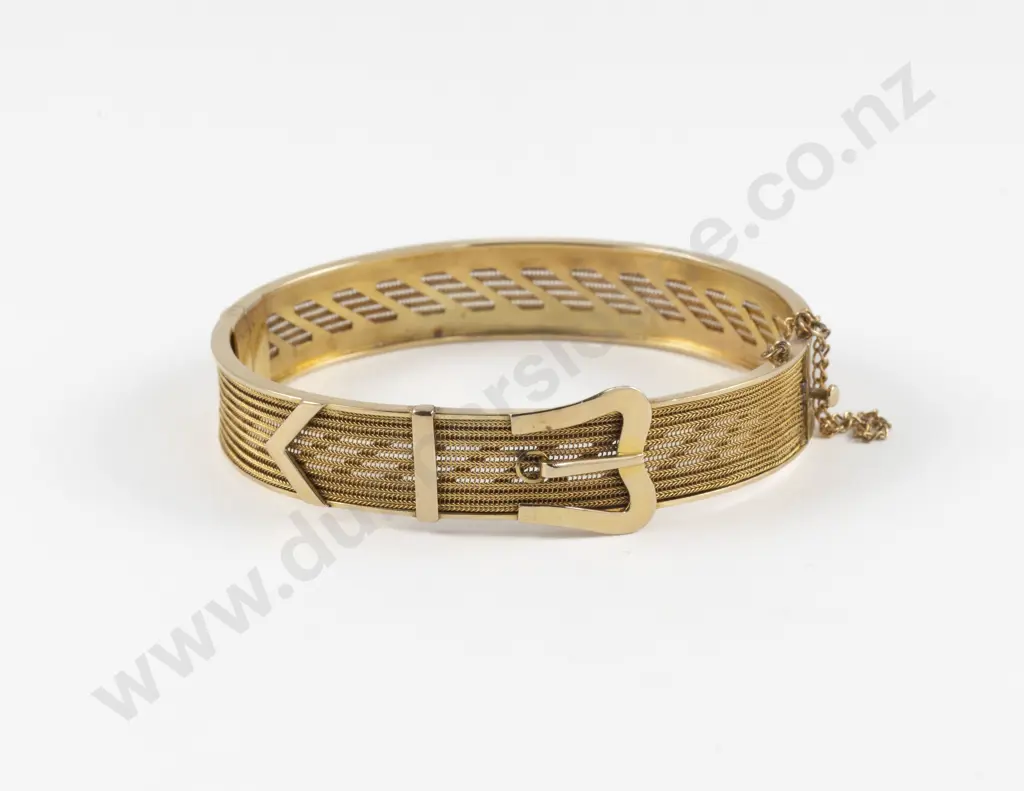 9ct Fancy Mesh Hinged Snap Bangle Image 1++