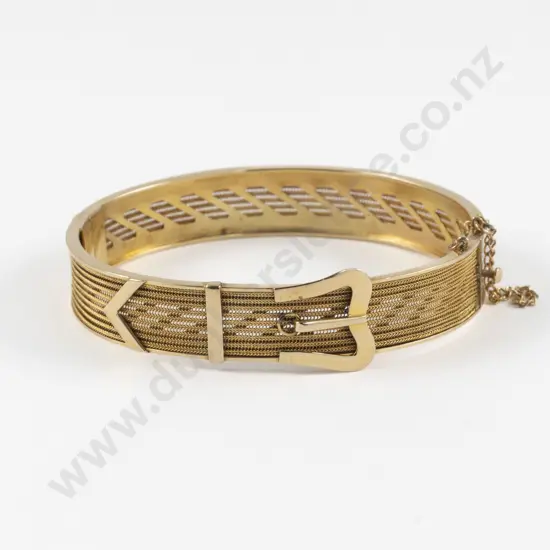 9ct Fancy Mesh Hinged Snap Bangle