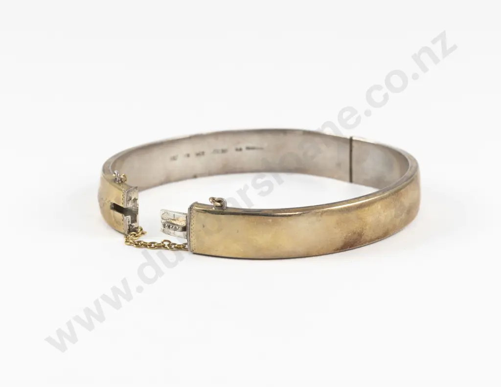 9ct on S/S Five Stone Topaz Hinged Snap Bangle Image 1++