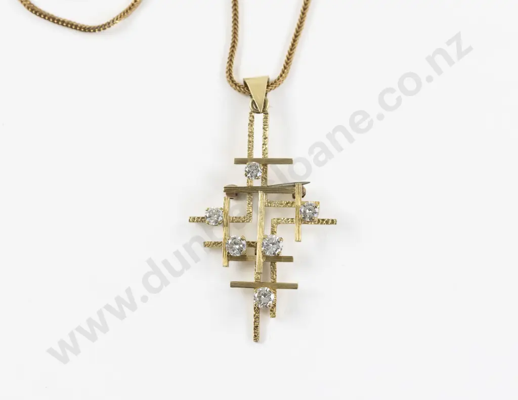 18ct Six Stone Diamond Cross Pendant/Brooch Image 1++