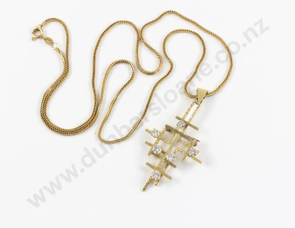 18ct Six Stone Diamond Cross Pendant/Brooch Image 1++