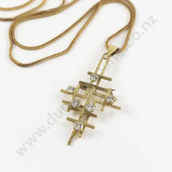 18ct Six Stone Diamond Cross Pendant/Brooch