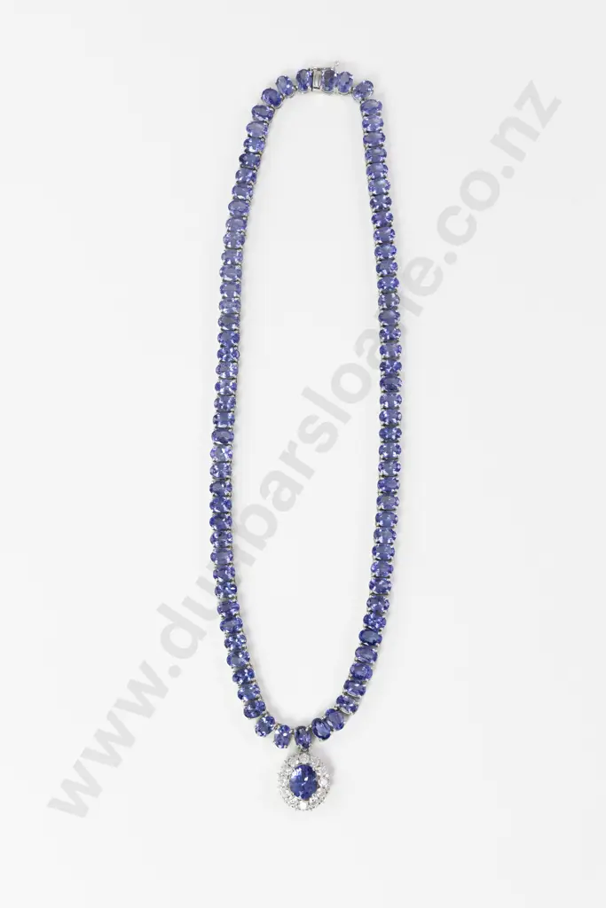 14ct White Gold Tanzanite and Diamond Necklace Image 1++