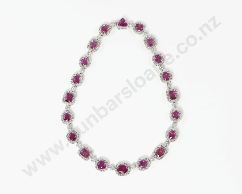 18ct White Gold Pink Tourmaline and Diamond Necklace Image 1++