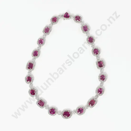 18ct White Gold Pink Tourmaline and Diamond Necklace