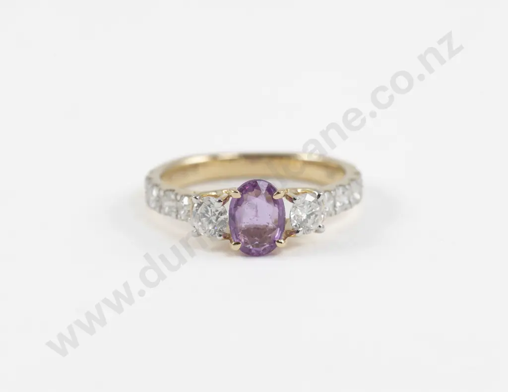 14ct 13Stone Ceylon Pink Sapphire and Diamond Ring Image 1++