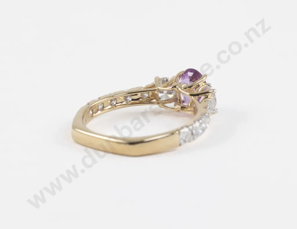 14ct 13Stone Ceylon Pink Sapphire and Diamond Ring Image 1++