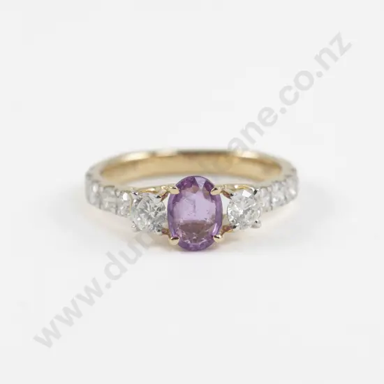 14ct 13Stone Ceylon Pink Sapphire and Diamond Ring