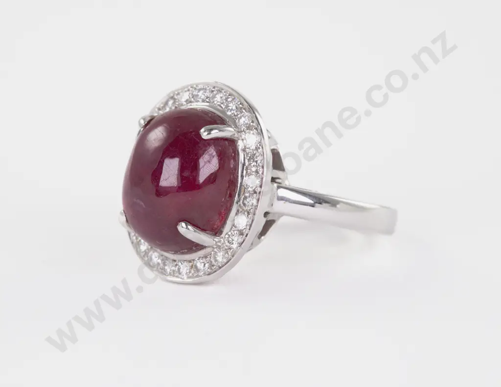 18ct White Gold 25Stone Ruby and Diamond Cluster Ring Image 1++