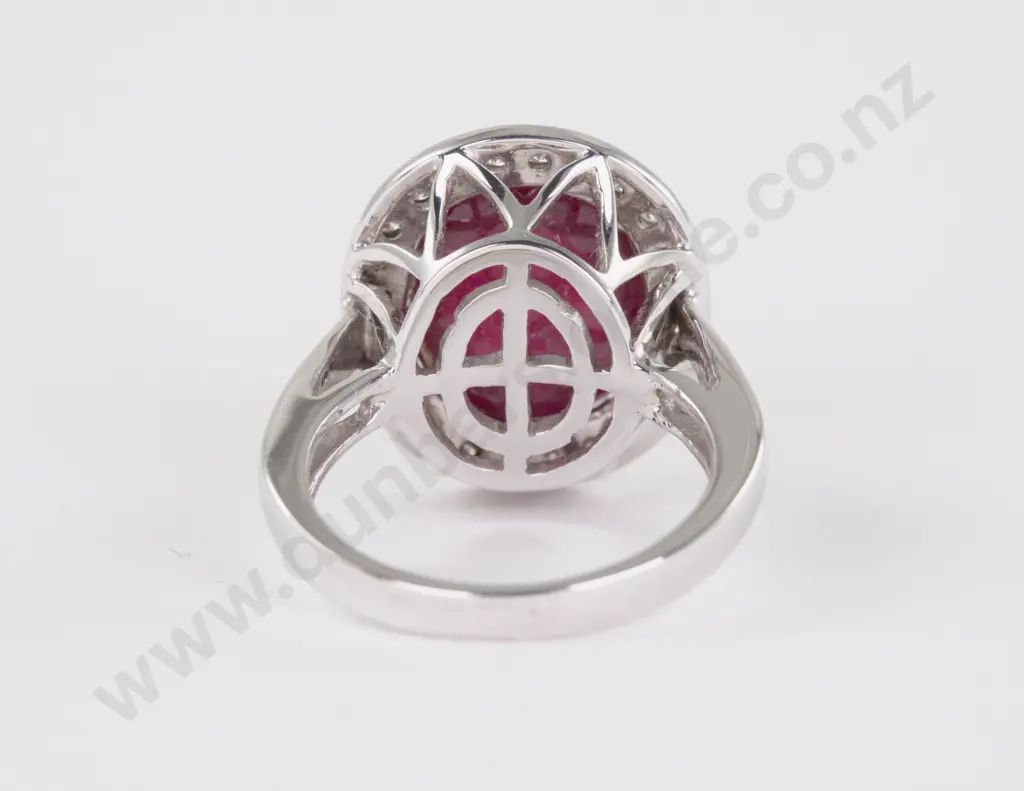 18ct White Gold 25Stone Ruby and Diamond Cluster Ring Image 1++