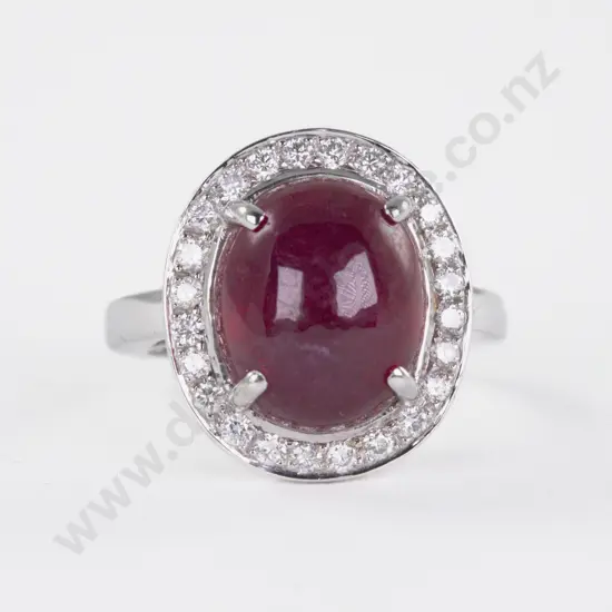 18ct White Gold 25Stone Ruby and Diamond Cluster Ring