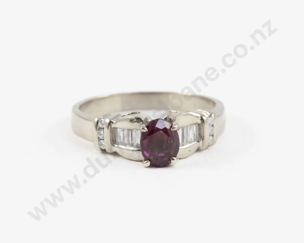 14ct White Gold Fancy Tourmaline and Diamond Bridge Ring Image 1++