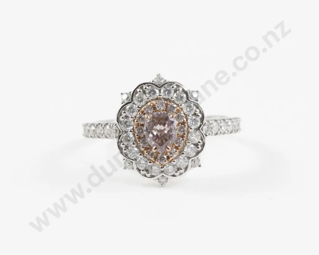 14ct 49Stone Pink and White Diamond Cluster Ring Image 1++