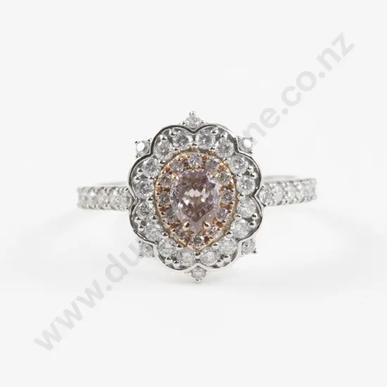 14ct 49Stone Pink and White Diamond Cluster Ring