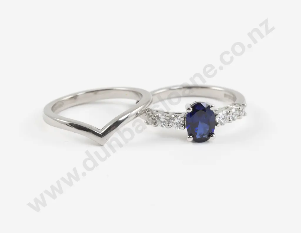 UK Ruben Konig Jewellers All Platinum Synthetic Sapphire and Diamond Ring Image 1++