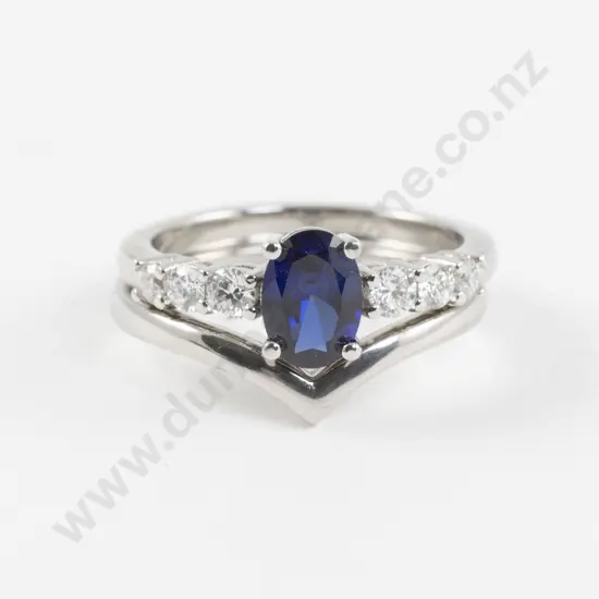 UK Ruben Konig Jewellers All Platinum Synthetic Sapphire and Diamond Ring