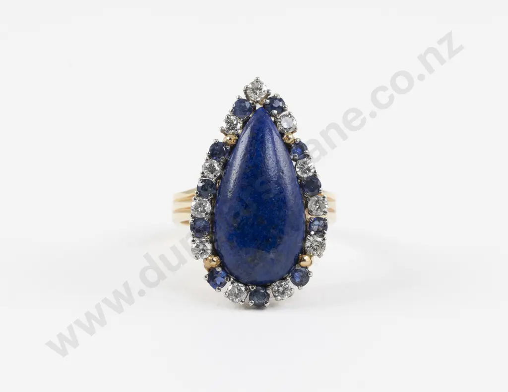 14ct 23Stone Lapis Sapphire and Diamond Cluster Ring Image 1++