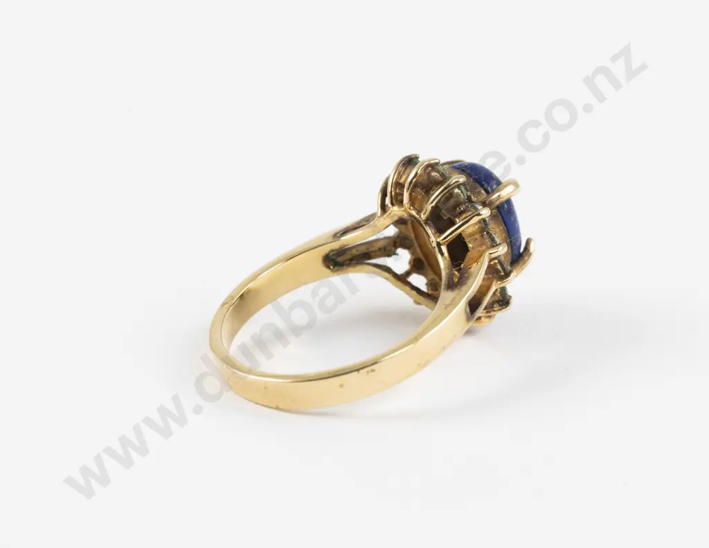 18ct 15Stone Lapis and Diamond Paste Cluster Ring Image 1++