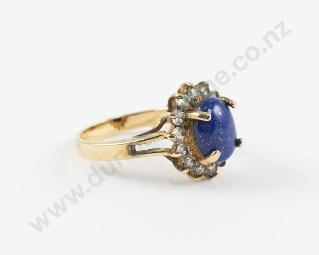 18ct 15Stone Lapis and Diamond Paste Cluster Ring Image 1++