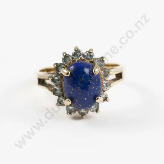 18ct 15Stone Lapis and Diamond Paste Cluster Ring