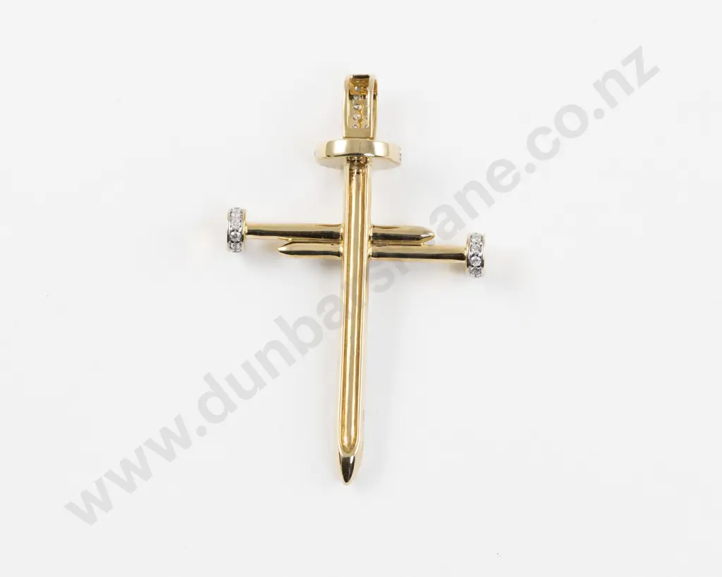 14ct 122Stone Diamond Cross Pendant Image 1++