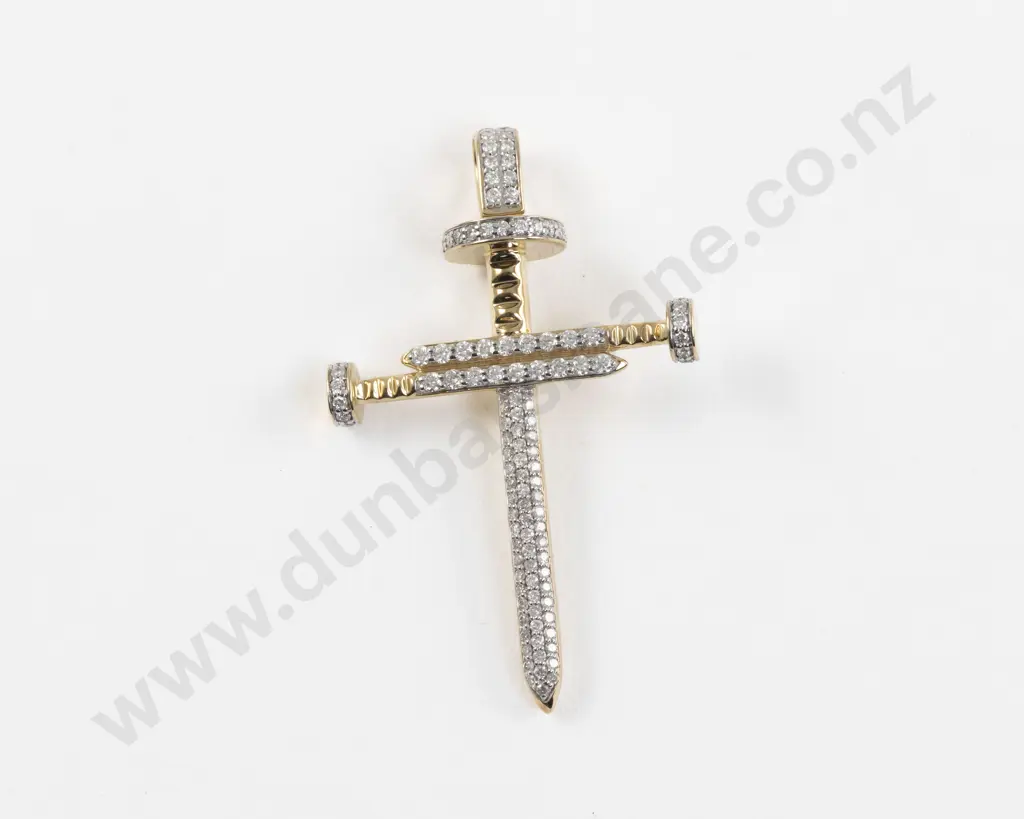 14ct 122Stone Diamond Cross Pendant Image 1++