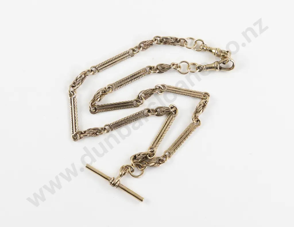 9ct Rail and Fancy Curb Link Albert Chain Image 1++