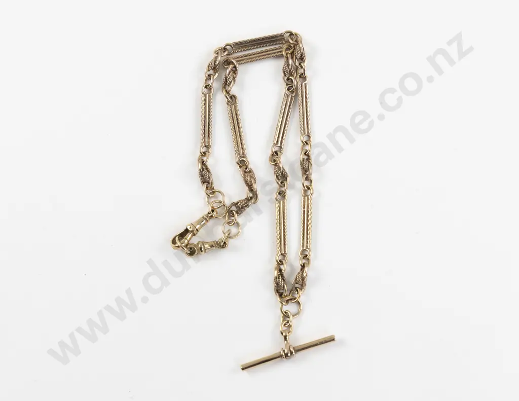 9ct Rail and Fancy Curb Link Albert Chain Image 1++