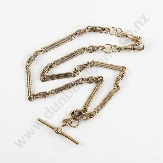 9ct Rail and Fancy Curb Link Albert Chain