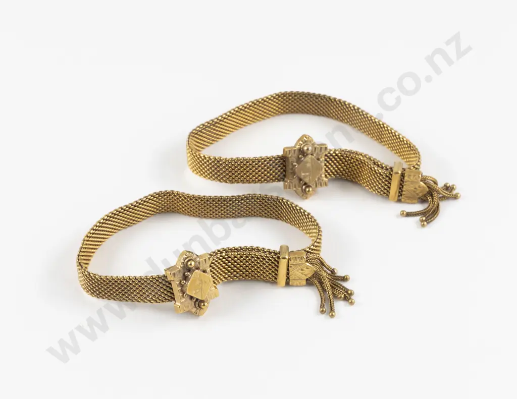 Pair Victorian Gold Plated Mesh Garter Wedding Bracelets Image 1++
