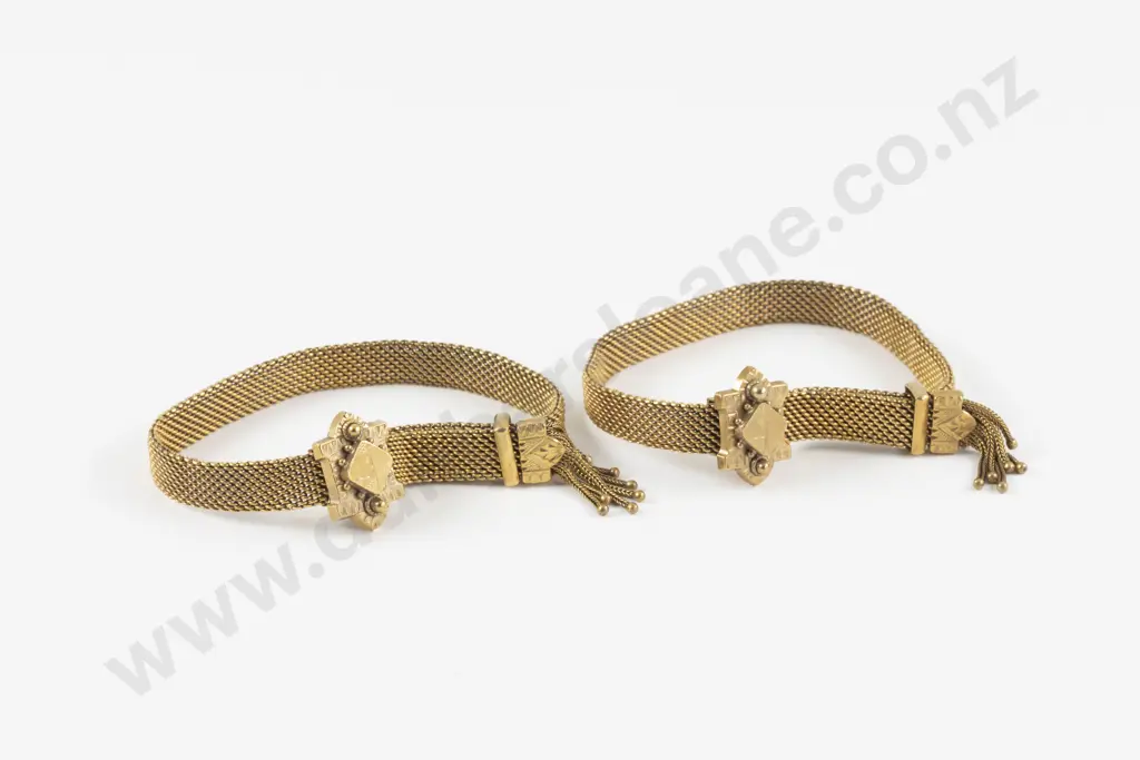 Pair Victorian Gold Plated Mesh Garter Wedding Bracelets Image 1++