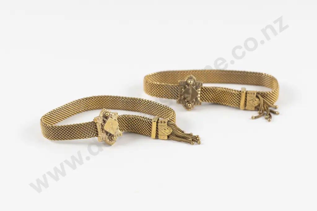 Pair Victorian Gold Plated Mesh Garter Wedding Bracelets Image 1++