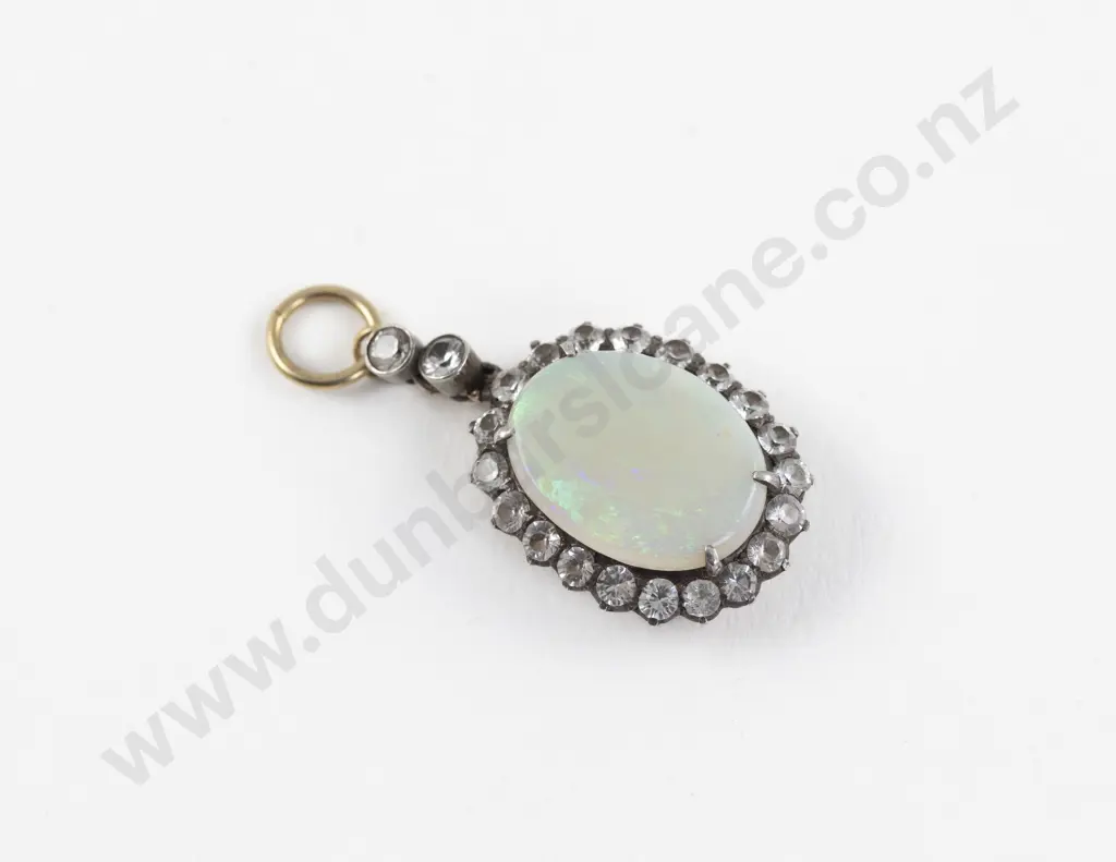 Victorian 18ct Opal and White Sapphire Pendant Image 1++