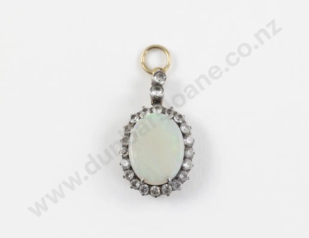Victorian 18ct Opal and White Sapphire Pendant Image 1++