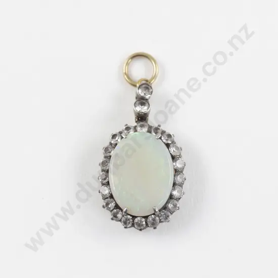 Victorian 18ct Opal and White Sapphire Pendant
