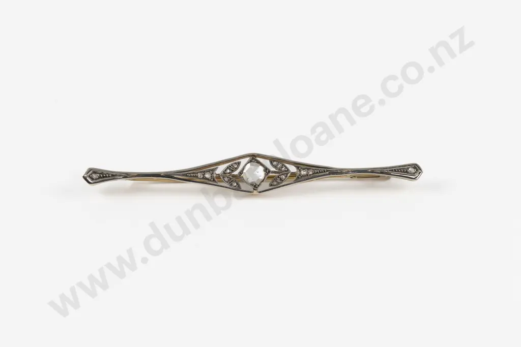 Victorian White and Yellow Gold Diamond Brooch Image 1++