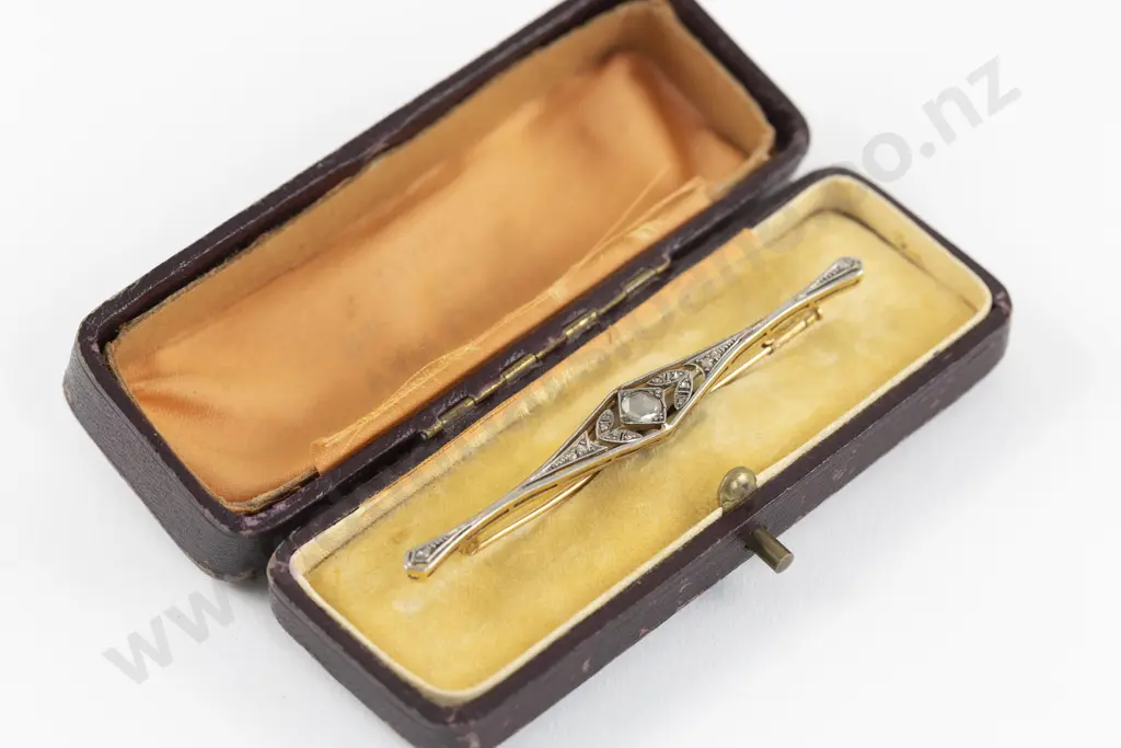 Victorian White and Yellow Gold Diamond Brooch Image 1++