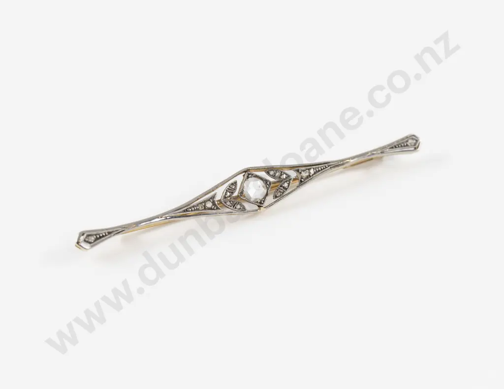 Victorian White and Yellow Gold Diamond Brooch Image 1++