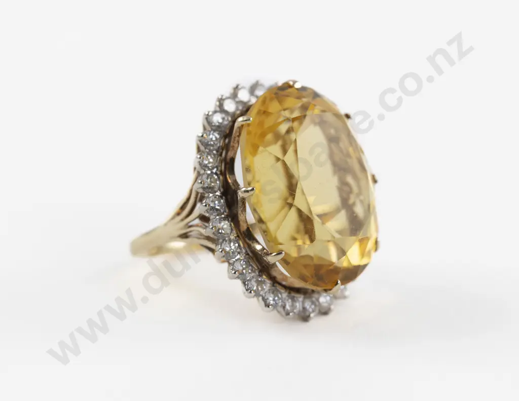 14ct 29Stone Citrine and Diamond Cluster Dress Ring Image 1++