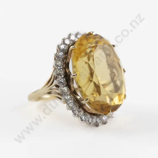 14ct 29Stone Citrine and Diamond Cluster Dress Ring