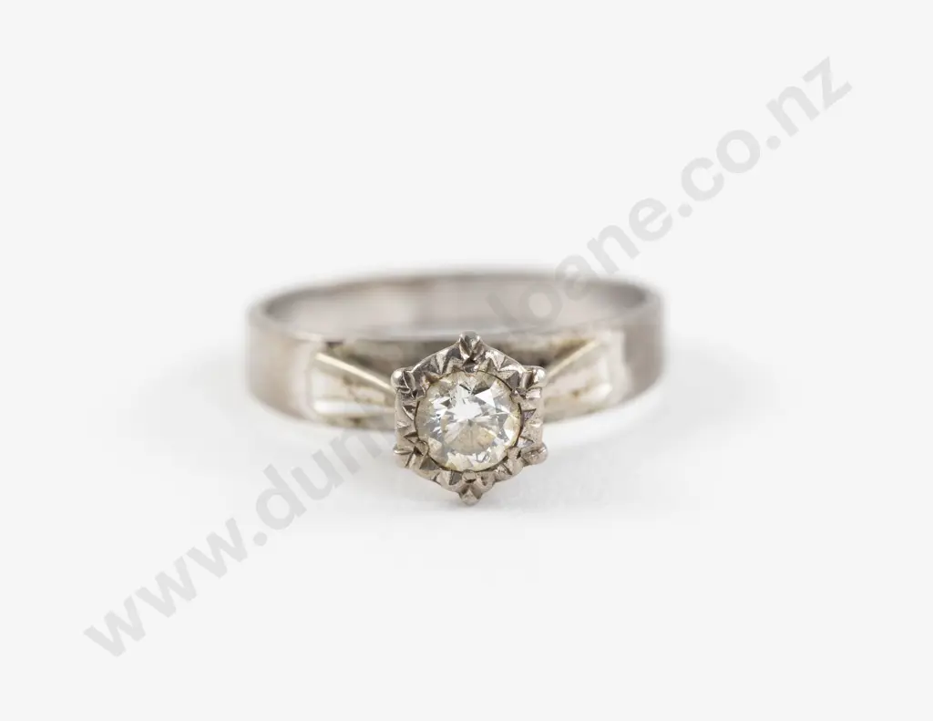 18ct White Gold Solitaire Diamond Ring Image 1++